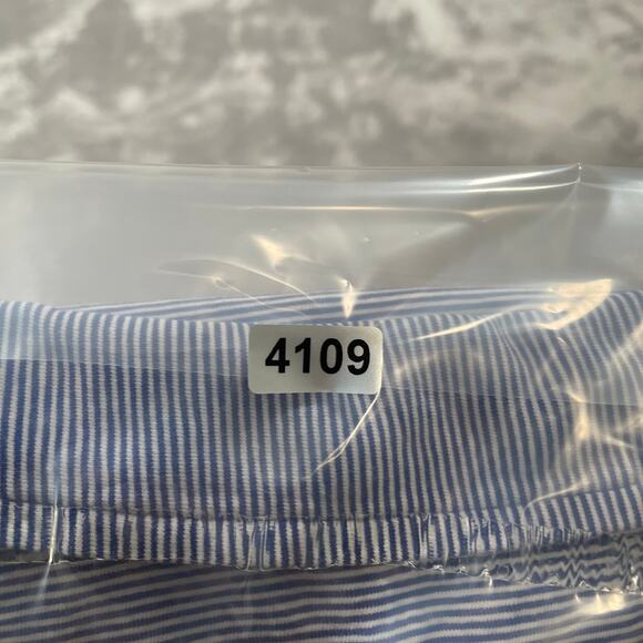 B Draddy Polo Shirt Mens Large Blue Stripe Golf Activewear Stretch Performance - Picture 10 of 10